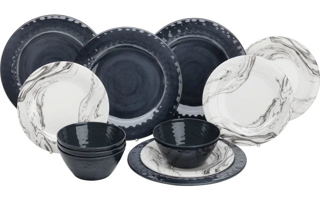 Flamefield Marble Melamin Geschirr-Set 12-tlg.