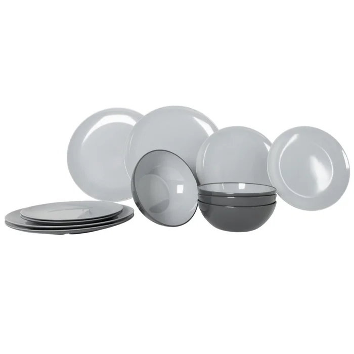 Gimex Geschirrserie Vivid Line Geschirrset 12-tlg., grau