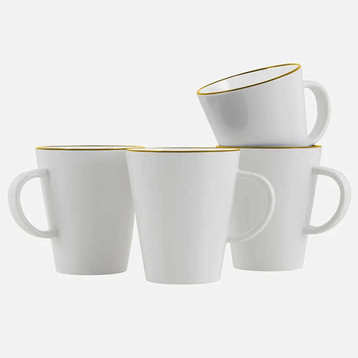 Gimex Henkelbecher Linea Line 350 ml, weiß/gold