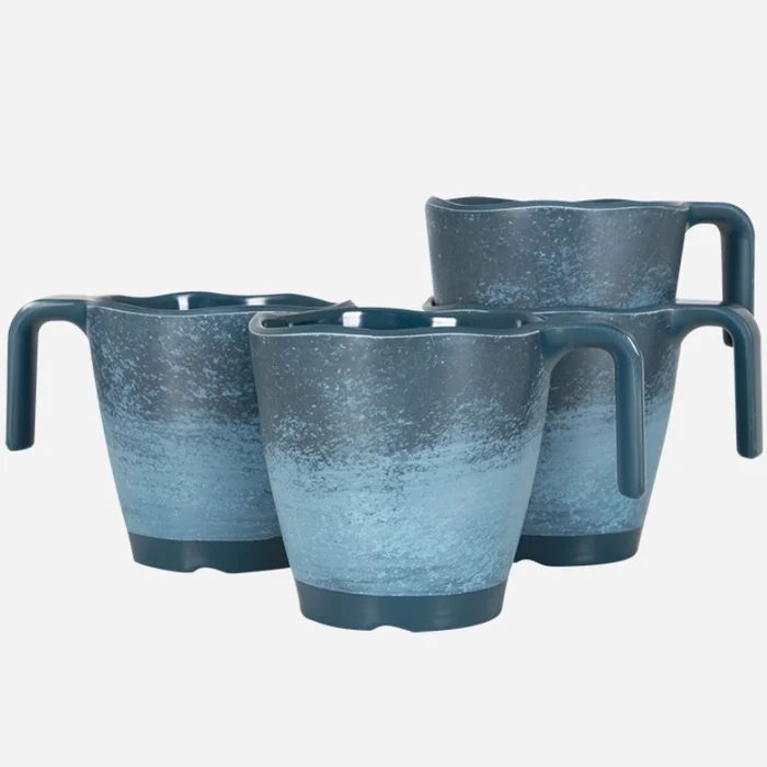 Gimex Henkelbecher Stone Line 4er Set, dark blue
