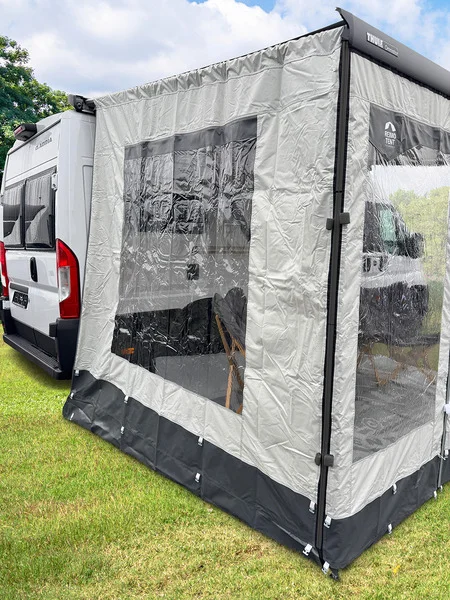 Girona – Wind-/Rainblocker – Seitenpanel, für Markisen-Auszug 250 cm, Befestigung mit Spannstangen