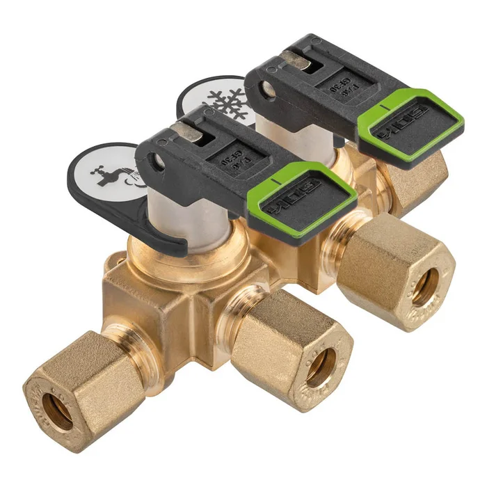 GOK Verteilerblock Messing KSV-AB kurz, 2 Abgänge