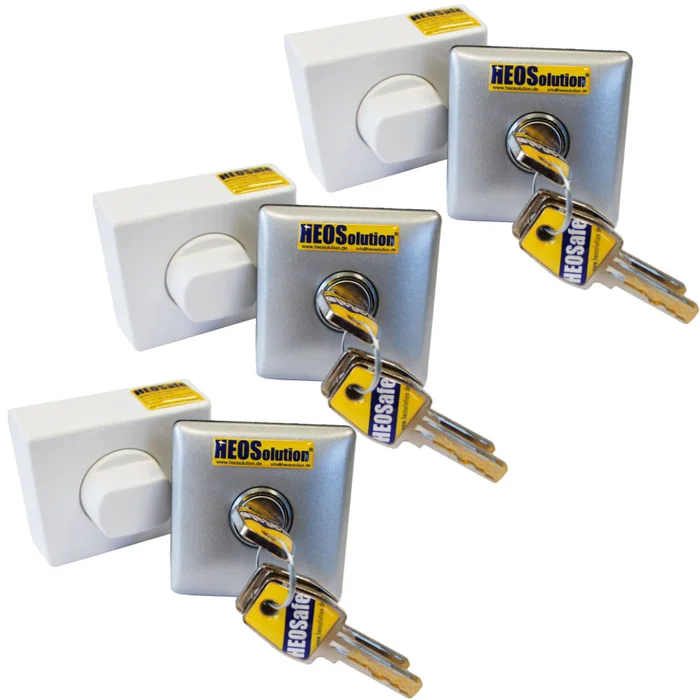HEOSafe 1958-3G Zusatzschloss grau/silber – 3er Set, gleichschließend