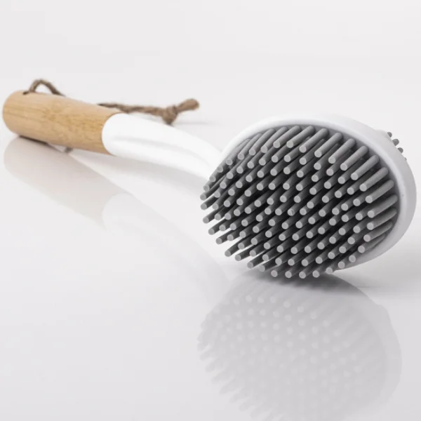 Holiday Travel Silikon-Spülbürste, mit Bambusgriff