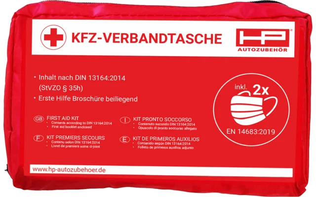 HP Autozubehör KFZ Verbandtasche inklusive 2x Mund- und Nasenschutz