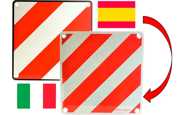IWH Aluminium Wendewarntafel 2-in-1 Italien / Spanien 50 x 50 cm