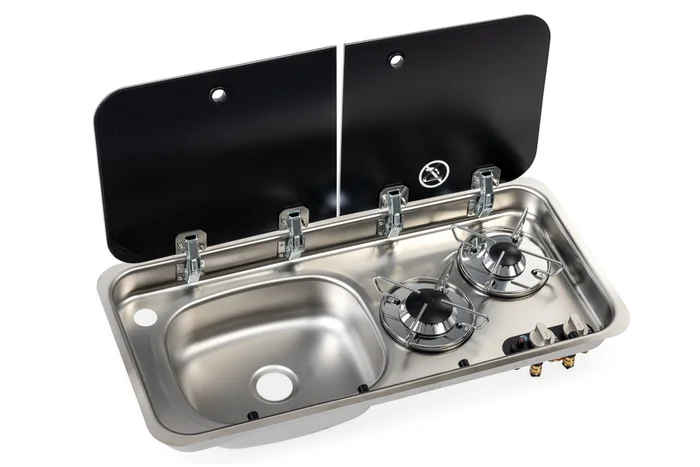 Kocher-Spülen-Kombination – mit 2-teiliger Glasabdeckung