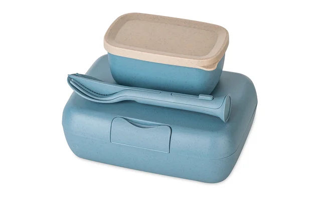 Koziol Candy Ready Lunchbox-Set inklusive Besteck-Set 3-teilig nature flower blue