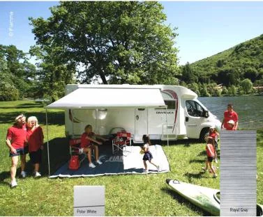 Markise F45S 3,75 m – Tuch: Royal Grey – Gehäuse: Weiß