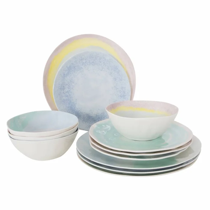 Melamingeschirr Pastell Barfleur – 12 Teile BO-CAMP