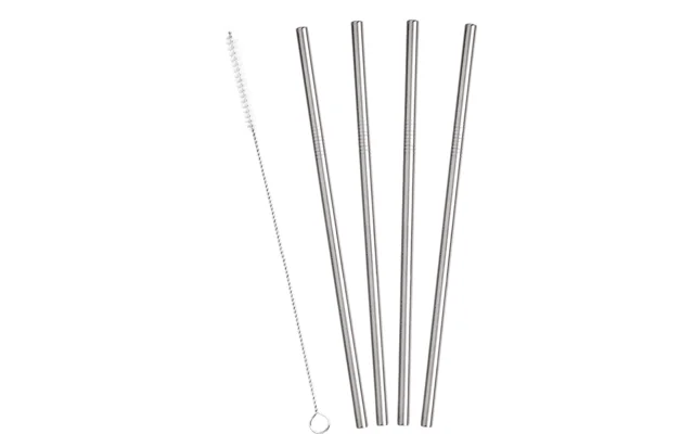 Metaltex Inox Trinkhalm Set 4 teilig lang inklusive Reinigungsbürste