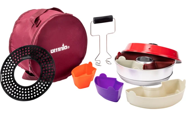 Omnia Campingbackofen KIT 2 mit Backblech / Tasche / Silikonformen / Tragegriff
