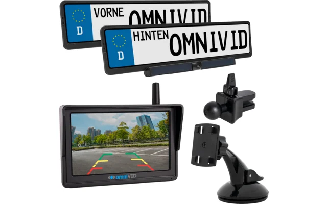 omniVID Kabelloses Rückfahrsystem Solar5 Duo mit 2 Kameras und Solarmodulen