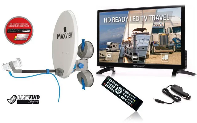 Opticum / Maxview EasyFind Remora Pro Camping Set LED Fernseher inkl. Sat-Anlage Single-LNB