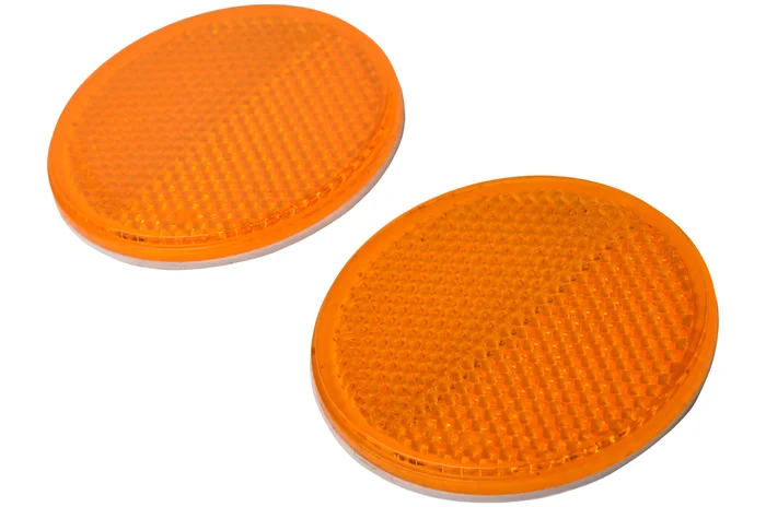 Orange/gelber Reflektor 58 mm selbstklebend rund – Set aus 2 Stück