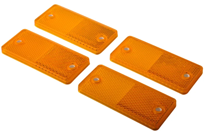 Orange/gelber Reflektor 90×40 mm – Schraublöcher – 4 Stück