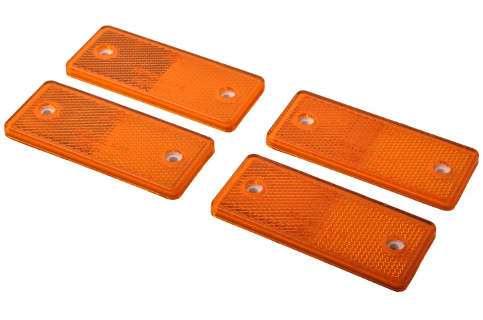 Orange/gelber Reflektor 96×42 mm – selbstklebend & anschraubbar – 4 Stück