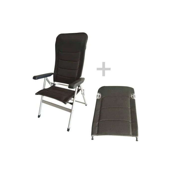Paket Campingstuhl grauer Mesh + Beinauflage