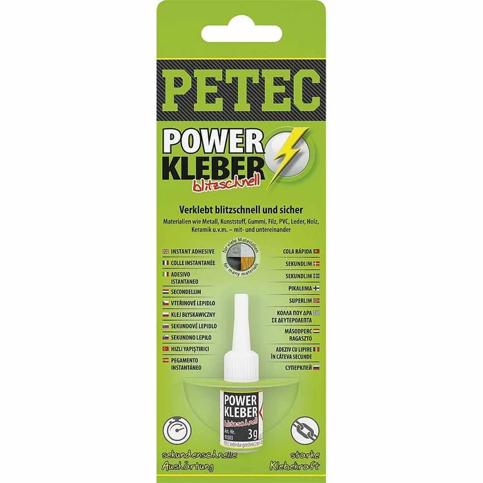 Petec Sekundenkleber Power Kleber blitzschnell, 3 g