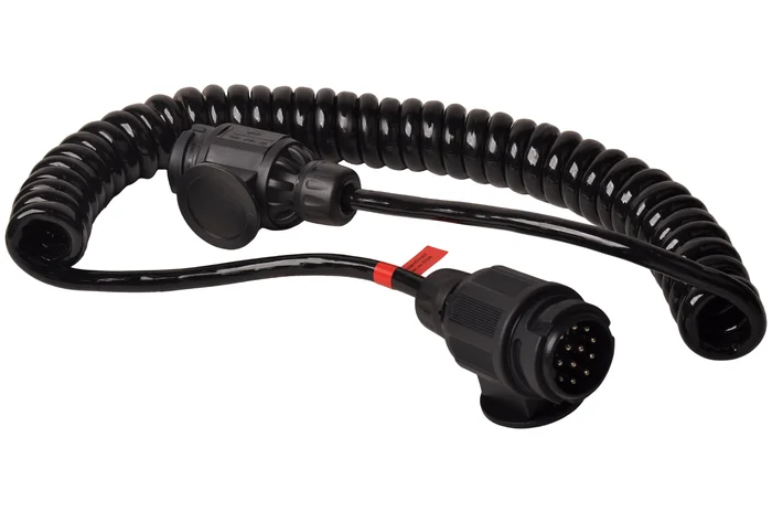 Premium-Spiralkabel 13-adrig mit 2x 13-poligem Stecker – 90 bis 250 cm