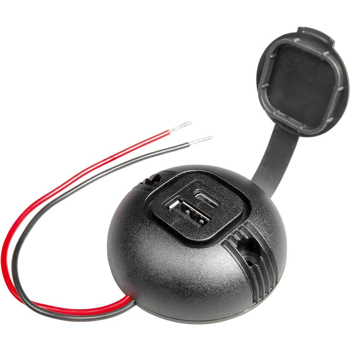 Procar Aufbau-Doppelsteckdose USB-C/USB-A rund mit Deckel