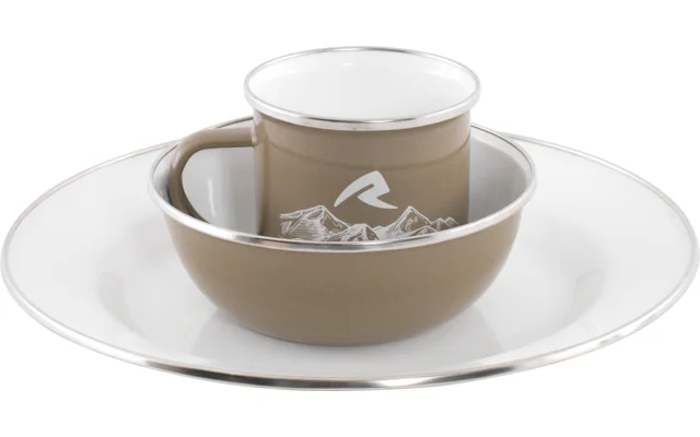 Robens Tongass Single Emaille-Set 3-tlg. mit Teller / Suppenteller / Tasse