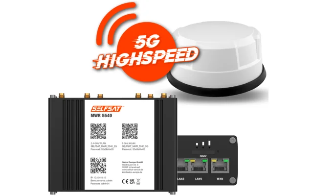 Selfsat 5G Cat 12 WLAN Router MWR 5540 bis 2,6 Gbps inkl. Panorama Antenne