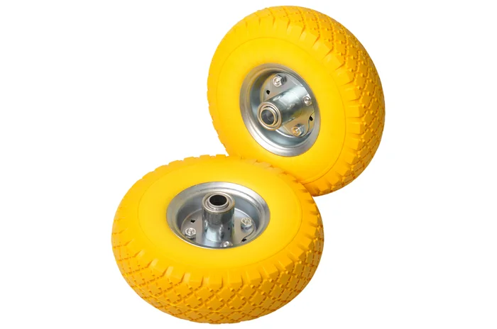 Set aus zwei Premium 3.00-4 pannensicheren Sackkarrenrädern – 20 mm Nabendurchmesser – 55 mm Nabenlänge