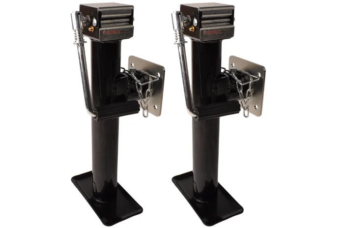 Set von zwei kippbaren und ausdrehbaren Stützfüßen – 43-73 cm – 1000 kg – inklusive Flansch