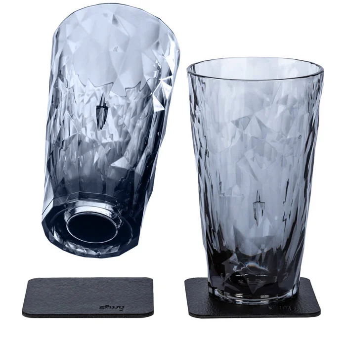 Silwy Magnet-Kunststoffgläser Longdrink 300 ml, 2er-Set, rauchgrau