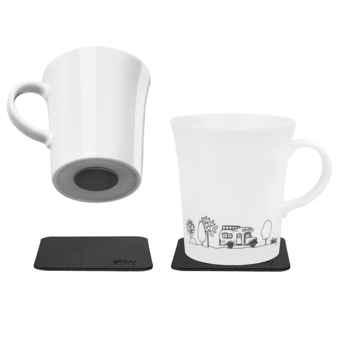 Silwy Magnet-Porzellantasse Camping 270 ml, 2er-Set