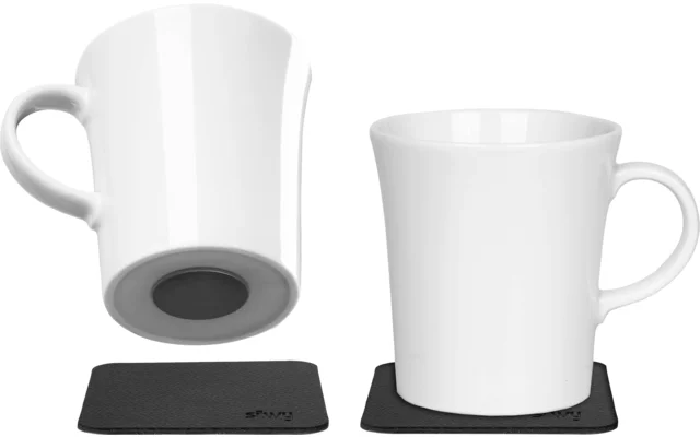 silwy@ Porzellan Magnet Tassen inkl. Metall-Nano-Gel-Pads 2 Stk. (270 ml)