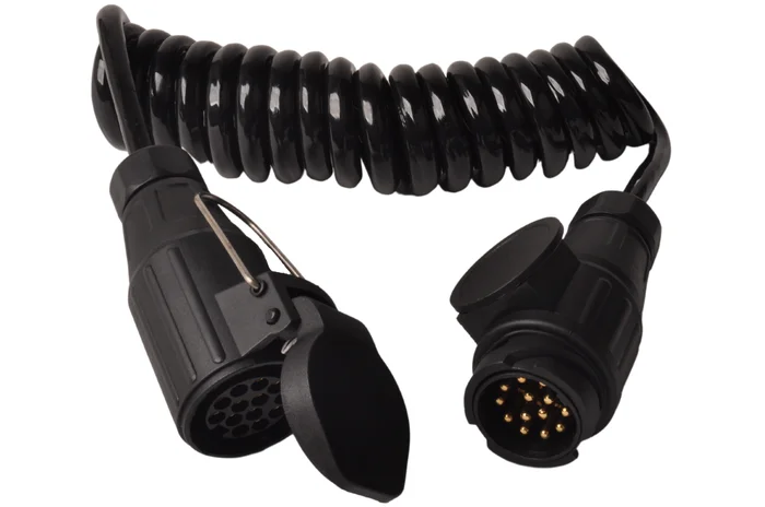 Spiralförmiges Verlängerungskabel, 8-adrig, mit 13-poligem Stecker und 13-poligem Gegenstecker – 80 bis 175 cm