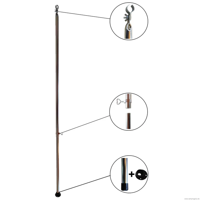 Stahl Orkanstütze mit Gelenkfuß 25 mm / 125 – 205 cm