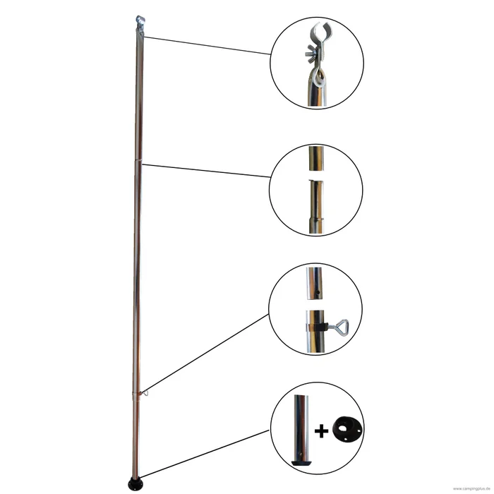 Stahl Orkanstütze mit Gelenkfuß 25 mm / 165 – 260 cm