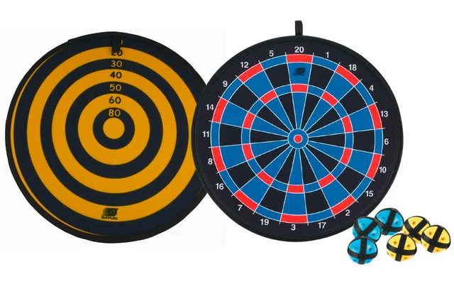sunflex sport Klettdartscheibe Deluxe mit doppelseitiger Scheibe und 6 Bällen