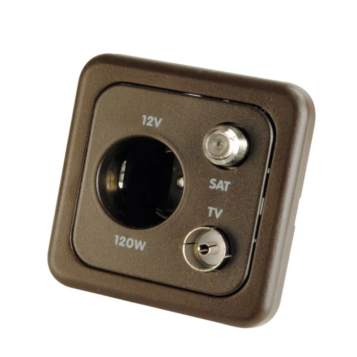 System 10.000 Kombi-Steckdose 12 V / TV / SAT, braun