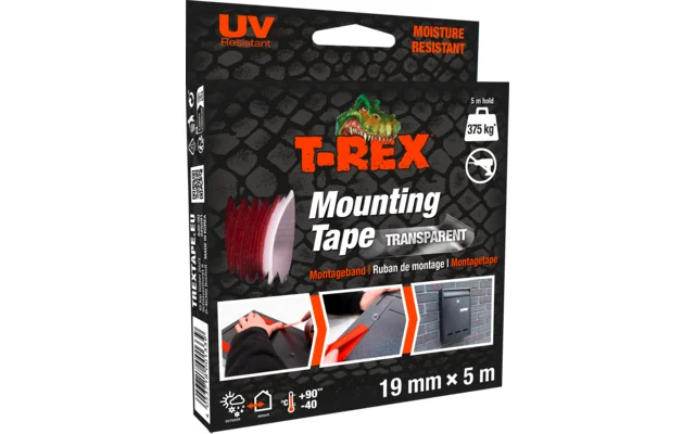 T-Rex Mounting Tape für dauerhafte Anwendungen ohne Bohren oder Schrauben 5 Meter transparent