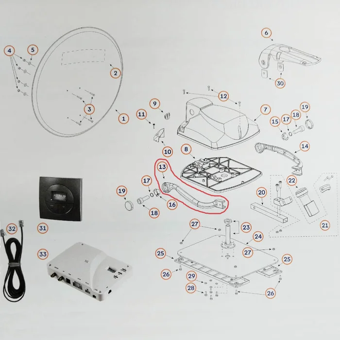 Teleco LNB Arm rechts für Telesat BT 65/85 (Nr. 812857)