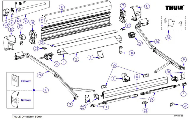 Thule Endkappe Alu passend zu T. 8000 (eloxiert)