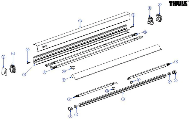 Thule Endplatte links für Markise 3200 – Thule Ersatzteilnummer 1500603519