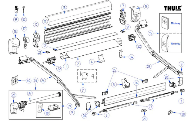 Thule Flach Adapter Set für Markise Omnistor 8000 – Thule Ersatzteilnummer 1500603402