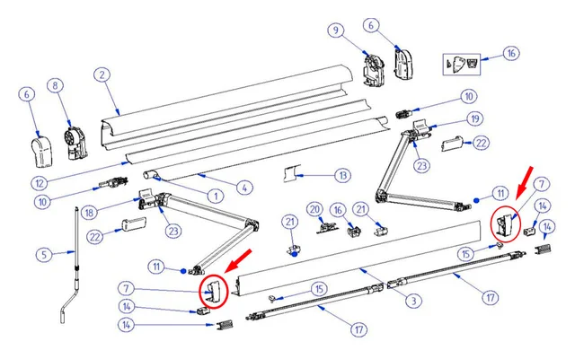 Thule Frontblendenendkappen eloxiert (links+rechts)