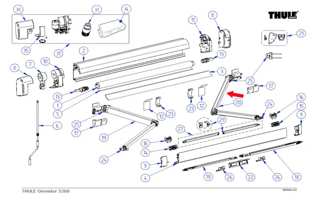 Thule Gelenkarm (rechts)