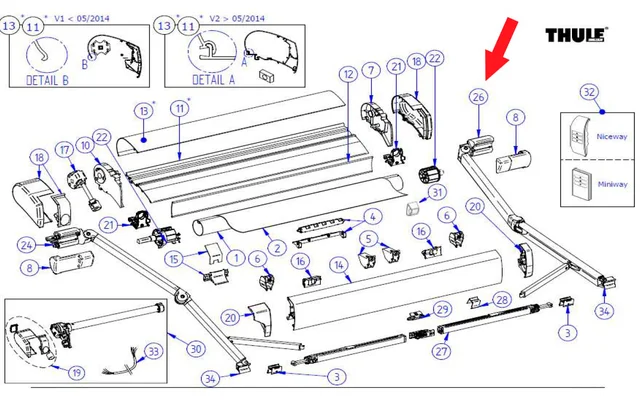 Thule Gelenkarm (rechts)