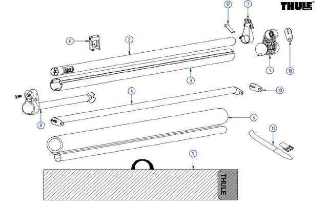 Thule Griffstange passend für Thule Windscreen – Thule Ersatzteilnummer 1500602410