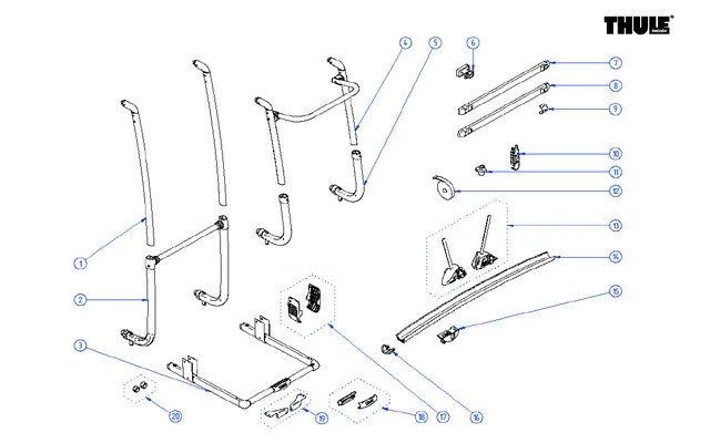 Thule Kappen für U-Profil Halterung links und rechts für Fahrradträger Excellent LV / SV – Thule Ersatzteilnummer 1500602398