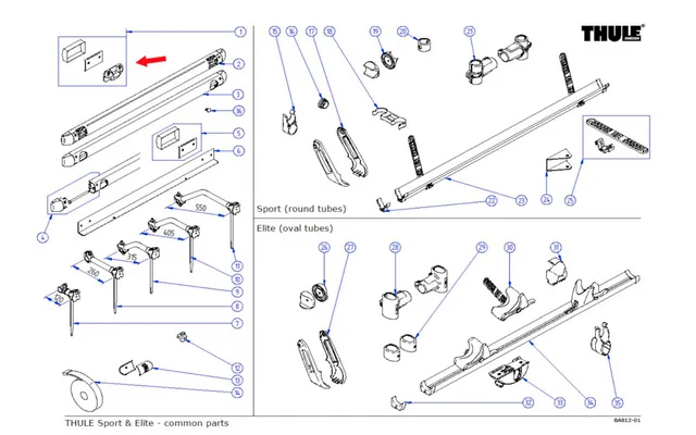Thule Montagesatz (oben) passend zu Thule Fahrradträger Sport / Elite / Lift