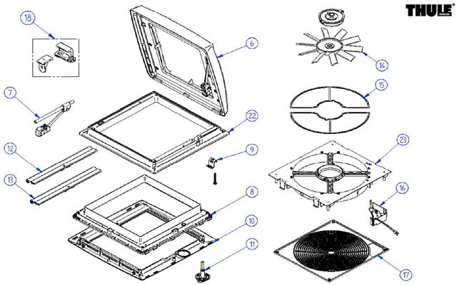 Thule Moskitonetz Rollo für Dachfenster Mosquito V04 assy
