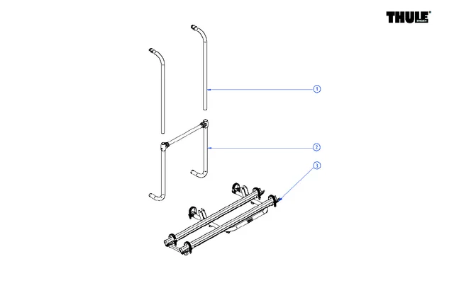 Thule Querstrebe Tragrahmen mit unteren Tragarmen für Fahrradträger Sport G2 Compact / Garage / 2-doors – Thule Ersatzteilnummer 1500602656